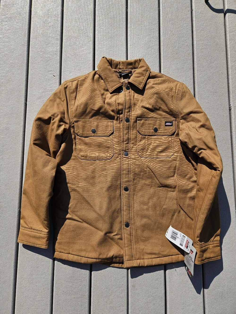 NWT Genuine Dickies Flannel Lined Canvas Shirt Jacket Mens Duck Brown Shacket